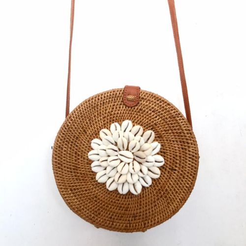 Rattan shell bag handmade Bali Indonesia